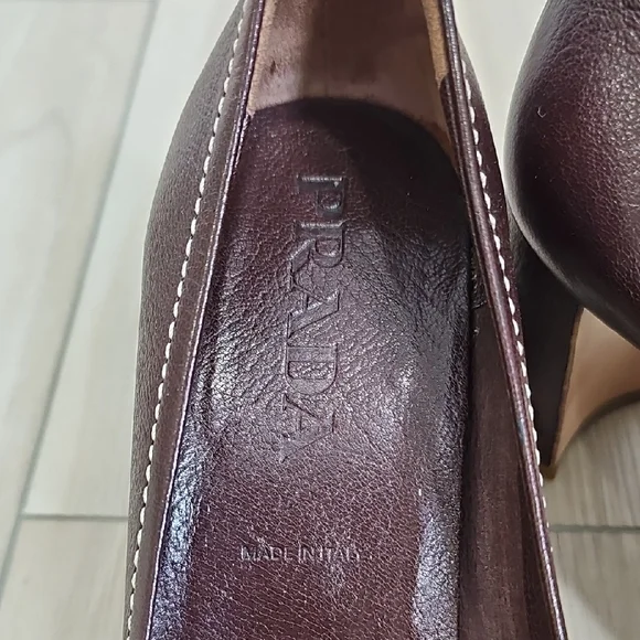 Vintage Prada Dark Brown Leather Heels - Picture 2 of 15